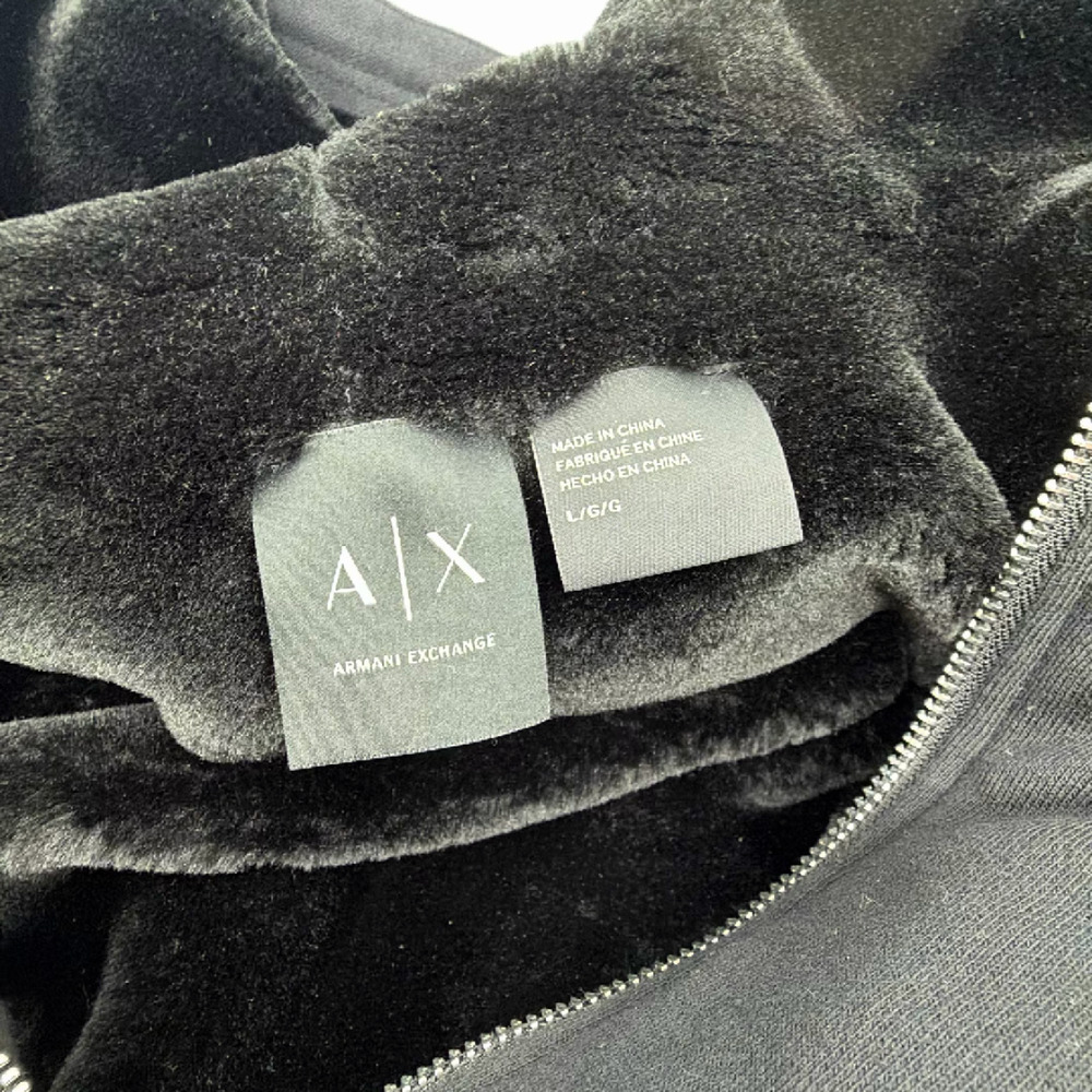 Armani Exchange Black Faux Fur Lined Large Hoodie - Picture 2 of 8